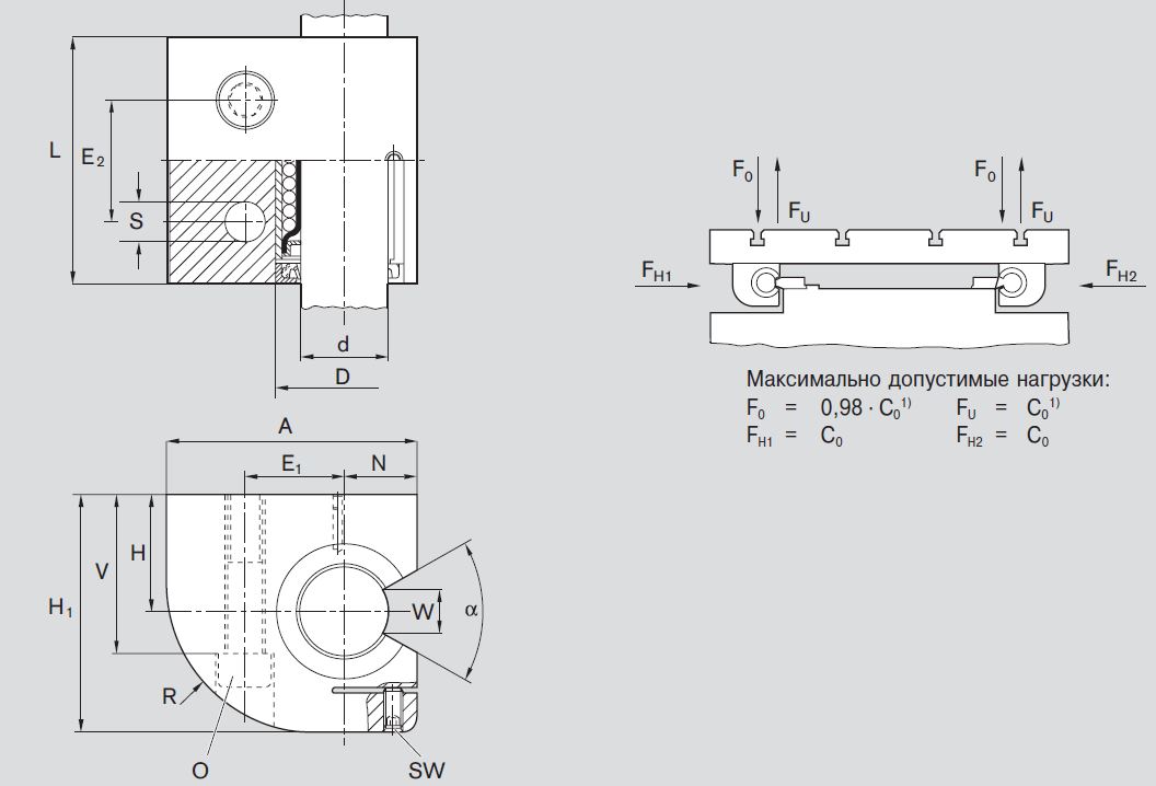 Чертеж шариковых втулок  R1073, R1074