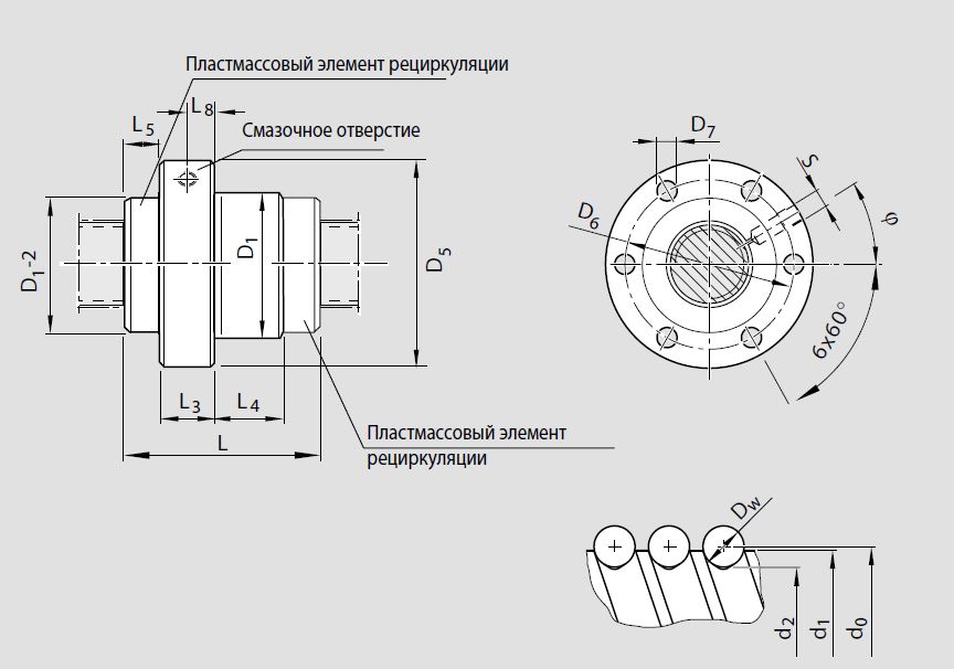 Чертеж гайки FЕР-E-S